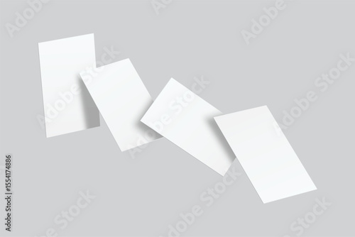 Vector realistic flying business card mockup template isolated. Empty design for presentation branding, corporate, gift card, play card, game card, note cards, greeting card, invitation, credit card