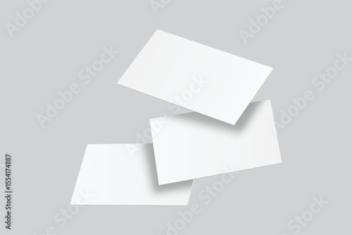 Vector realistic flying business card mockup template isolated. Empty design for presentation branding, corporate, gift card, play card, game card, note cards, greeting card, invitation, credit card