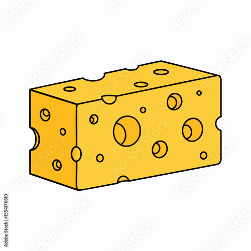 A slice of yellow Swiss cheese with holes isolated on a white background