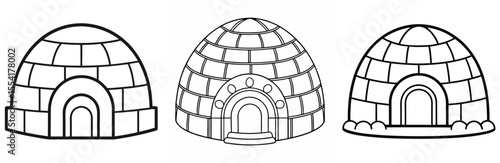 Igloo Vector Set: Ice House, Snow Shelter, Arctic, Winter, Cold, Minimalist Line Icon