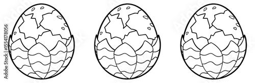 Cracked Egg Vector Set: Hatching, Birth, New Life, Surprise, Beginning, Line Art Icon