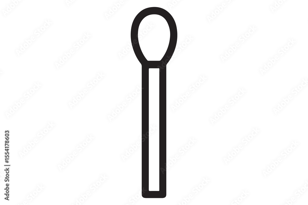 Cotton Swab Icon Clean, Simple Line Art Design Cotton Swab Icon Clean, Simple Line Art Design