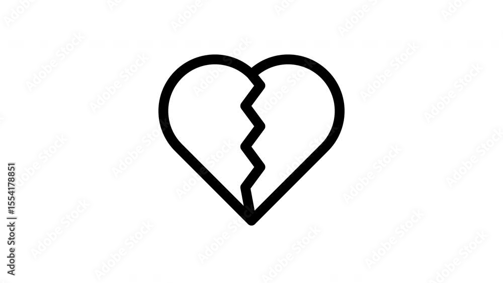 broken heart minimalist stroke animation broken heart minimalist stroke animation