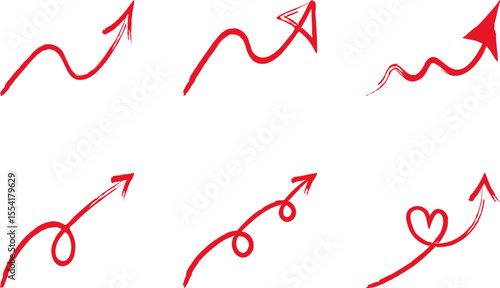 手書きの赤い矢印の素材セット