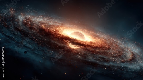 Hypnotic cosmic vortex with an enigmatic black hole amidst stellar dust