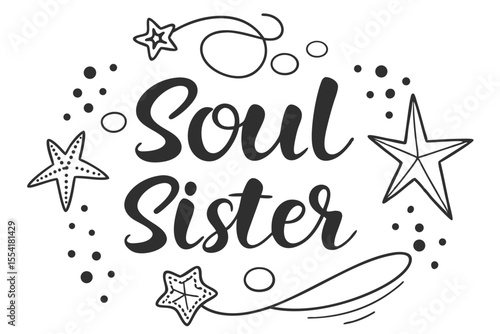 Soul sister chalkboard typography with hand illustration