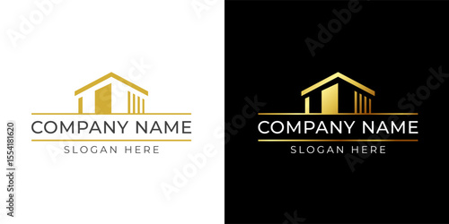 Logo for a construction company of residential buildings, cottages and commercial properties. Vector illustration.