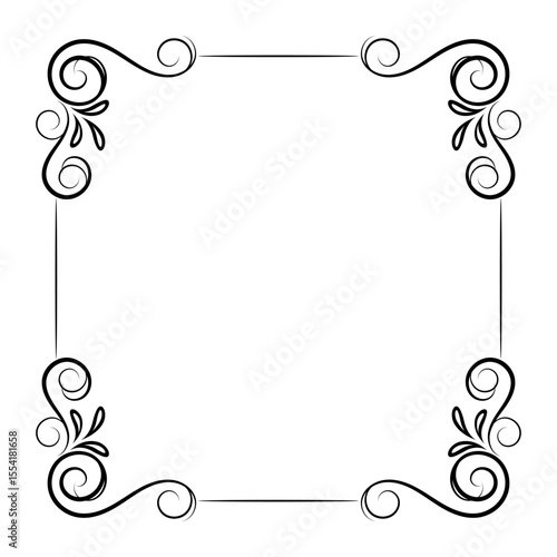 Floral Curly Flourish Frame on black colour