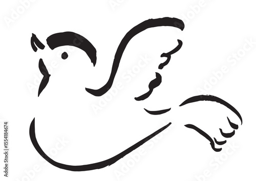 筆の手描きの鳩