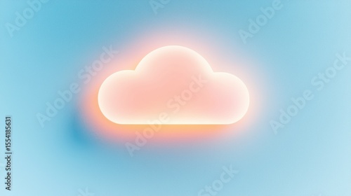 Illuminated cloud illustration against a smooth gradient blue background