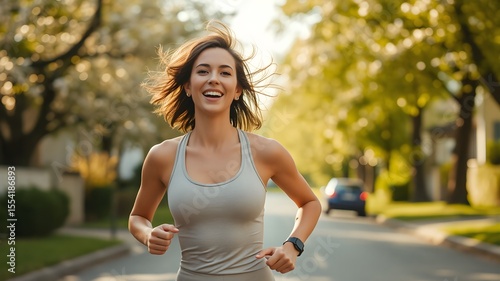 Full Body Portrait of a Joyful Western Woman in Activewear – Outdoor Fitness Lifestyle