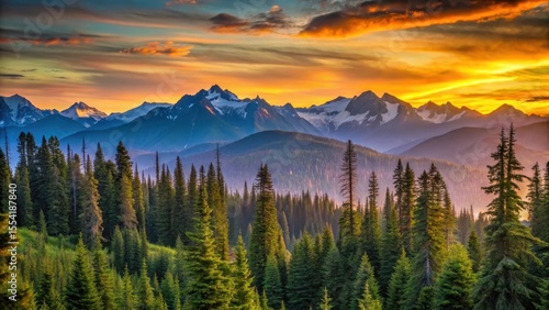 Olympic Mountain Range Sunset