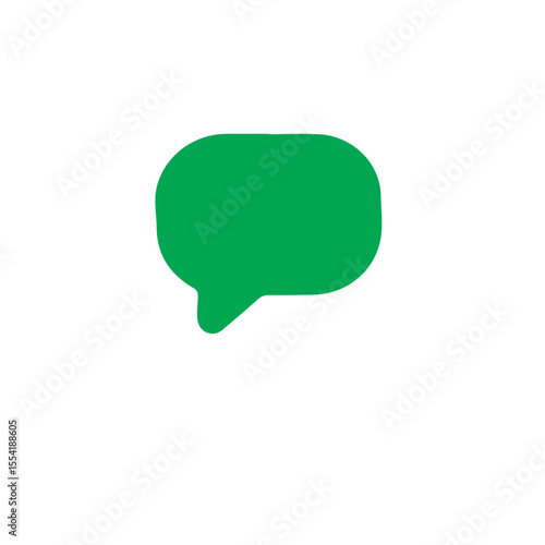 A green speech bubble icon isolated on a white background