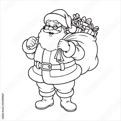 Santa Claus Carrying Gift Sack – Christmas Coloring Page