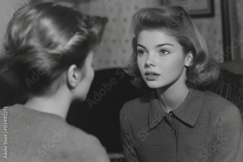 Wallpaper Mural Young woman in a mental therapy session talking with a psychologist to address her emotional health issues., Generative AI Torontodigital.ca