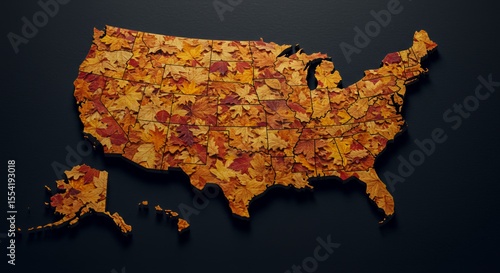 Autumn's Embrace: A Fall-Colored Map of the United States