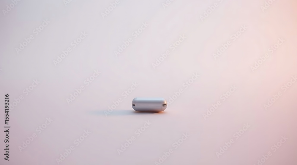 Fototapeta premium Sleek wireless earbuds charging case on a smooth gradient background