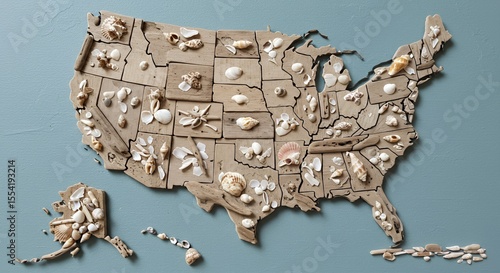 Driftwood Seashell Map of the USA: A Coastal Craft Masterpiece