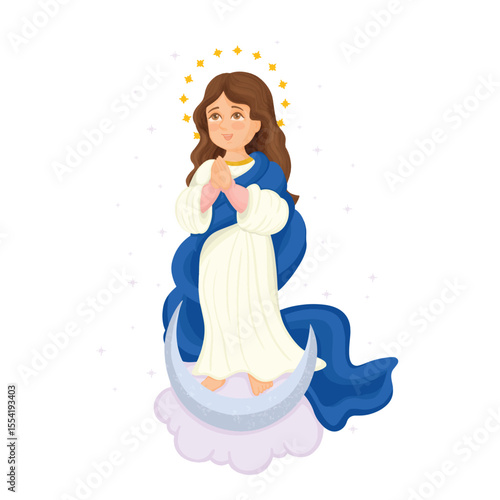 Immaculate Conception of the Virgin Mary, catholic advocacy, sketch vector illustration.
