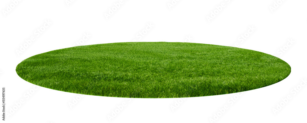 Fototapeta premium green grass podium circle mound meadow land ground 3d element cutout