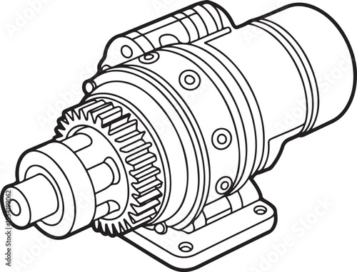 
An Illustrated Diagram of an Automotive Starter Motor
