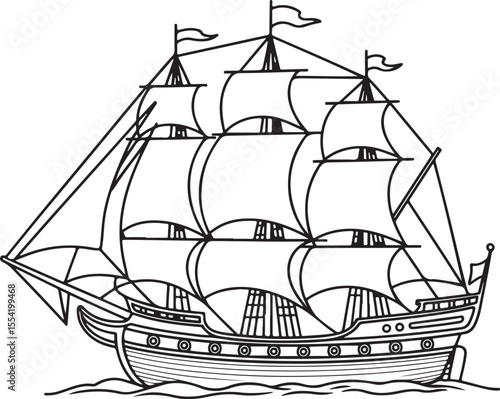 
Sailing Ship on Choppy Seas
