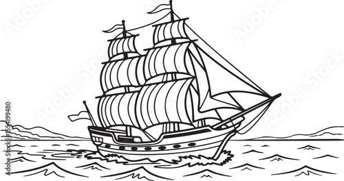 
Sailing Ship on Choppy Seas