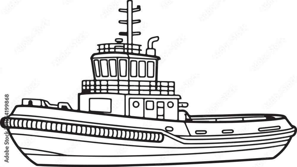 Fototapeta premium Tugboat Pulling a Barge with Shipping Containers