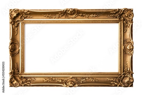 Renaissance gold frame rectangle photo white background.