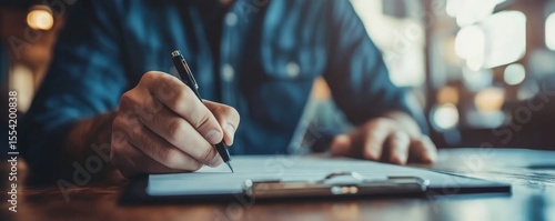 Auto check-up and car service shop concept: Mechanic writes a job checklist to estimate the repair costs for a client at the workshop garage., Generative AI