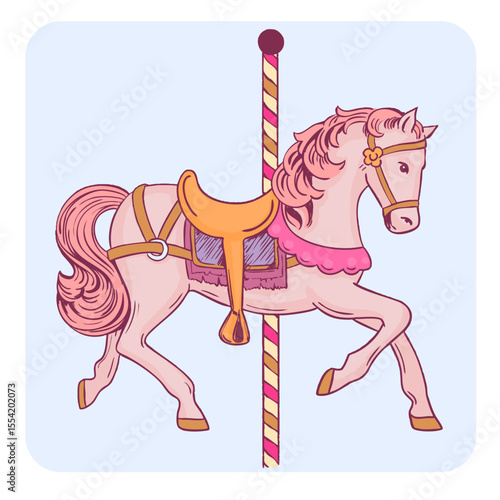 Carousel. Merry go round. Toy kids Horse.