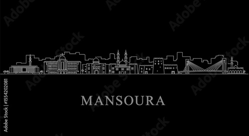Mansoura with Egypt Skyline Minimalist Cityscape.