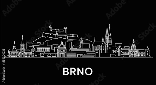 Brno Skyline Czech Republic Vector Black.