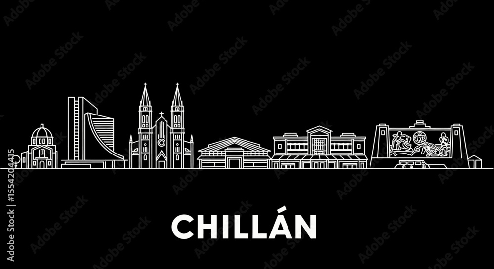 Fototapeta premium Chilln Chile Skyline Outline.