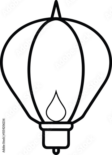 Wallpaper Mural Traditional Floating Sky Lantern in Minimal Line Art Torontodigital.ca