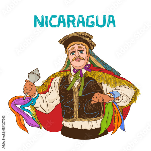 Typical dance suit "El Gueguense" folklore of Nicaragua.