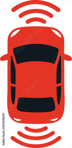 Autonomous Car Sensor Technology Icon – Self-Driving Vehicle Radar Symbol