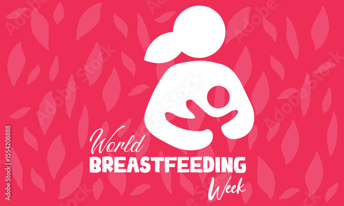 World Breastfeeding week design concept . Mother feeding his baby with breest milk icon concept.