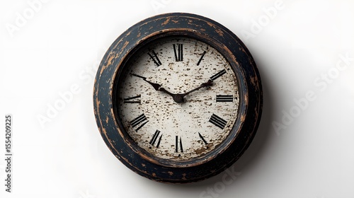 Wallpaper Mural Old rustic farmhouse clock chipping paint wooden frame white background nostalgic vintage timepiece artistic rural living themes high contrast studio lighting    Torontodigital.ca