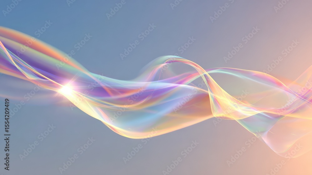 Abstract smoke lines with soft light effects against a pastel rainbow background Abstract smoke lines with soft light effects against a pastel rainbow background