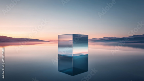 Futuristic 3D Rendered Crystal Cube