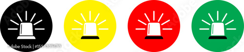 Siren vector flat icon set. Police flasher sirens set realistic. Siren police light icon flat vector . Emergency siren icon isolated on color background. Ambulance icon set. Vector illustration.