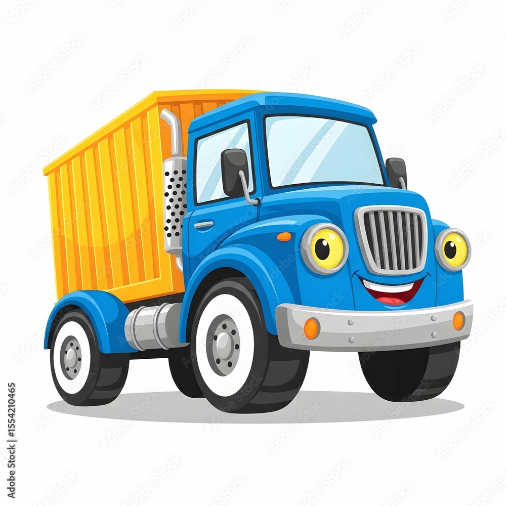 Fototapeta premium Cheerful Cartoon Dump Truck