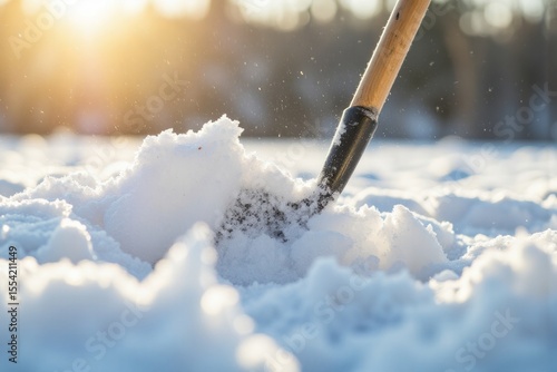 Shovelful of snow in the sunlight.