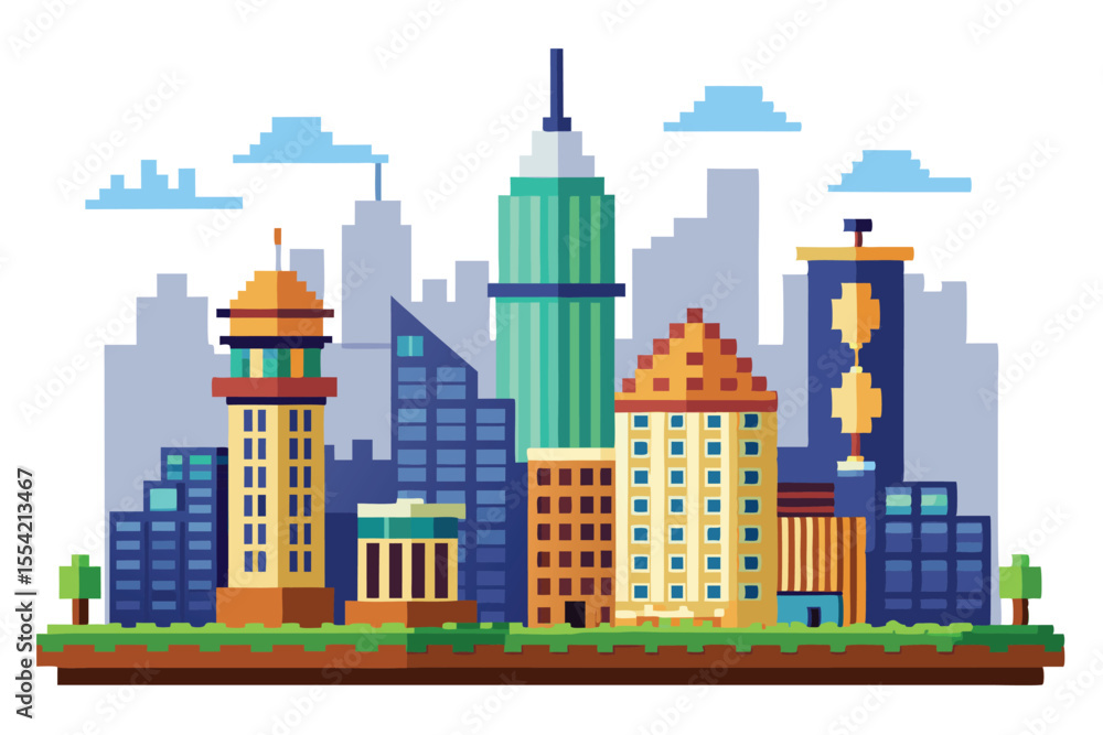 Fototapeta premium Pixel cityscape