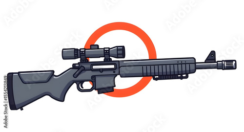 Automatic rifle isolated, Assault rifle vector, Military rifle icon, Rifle silhouette, Tactical rifle, Gun isolated on white, Automatic weapon clipart, Modern rifle, Semi-auto rifle, Combat rifle, Rif