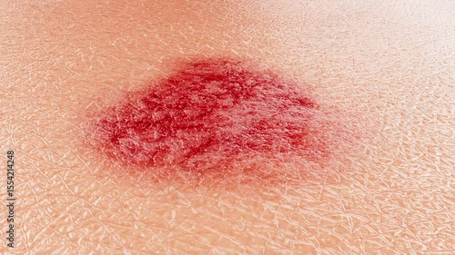 Regeneration of skin surface cells, repair of skin, healing of redness and swelling on arms, removal of acne, anti-inflammatory and anti-itching, treatment of allergic dermatitis and eczema, 3D render