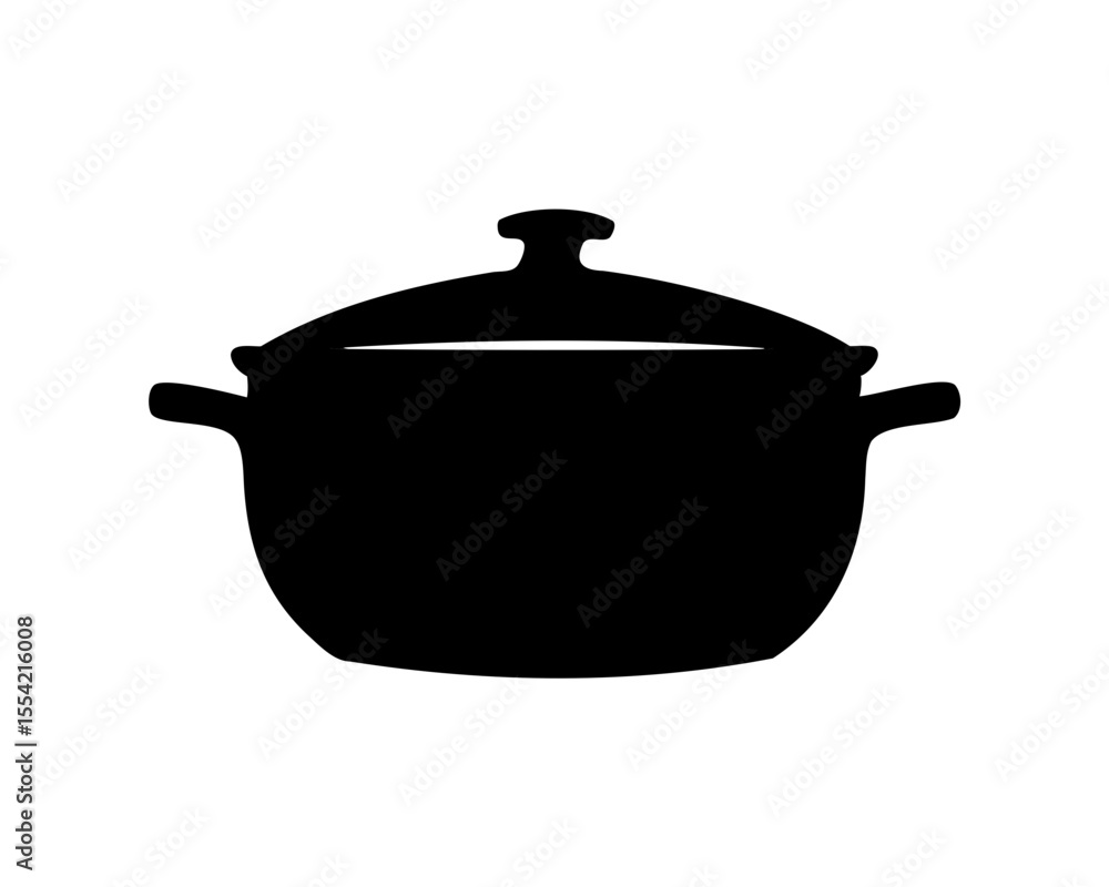 Cooking pot silhouette, Cooking pot icon flat vector illustration Cooking pot silhouette, Cooking pot icon flat vector illustration