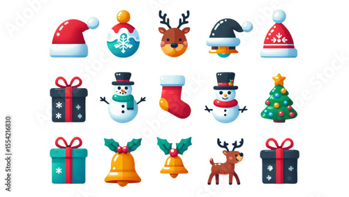 Christmas Icon Set Festive Vector Illustrations for Holiday Designs
