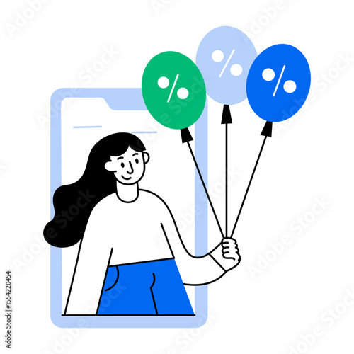 A flat style illustration showing buyer getting discount offer
